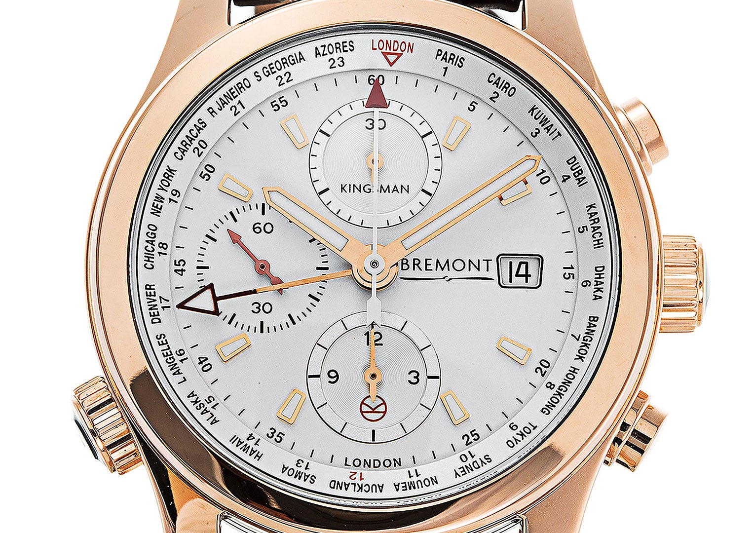 A limited edition rose gold Bremont chronograph from its Kingsman collection 
