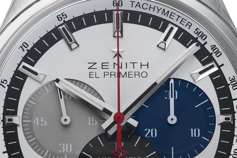 The multi-coloured, overlapping sub-dials of the Zenith are hugely popular, too